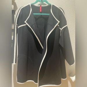 IC by Connie K Black/White 3/4 Sleeve Jacket, Size XL, with White Trim ic 3410J